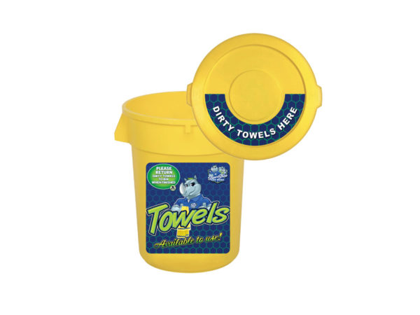 Yellow Can Lid with Sign Decal